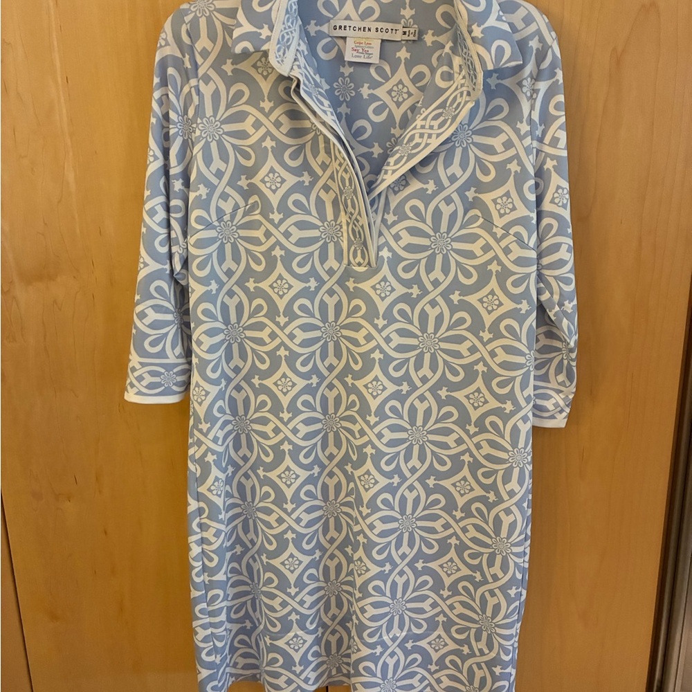Gretchen Scott Designs Blue and White Floral Dress